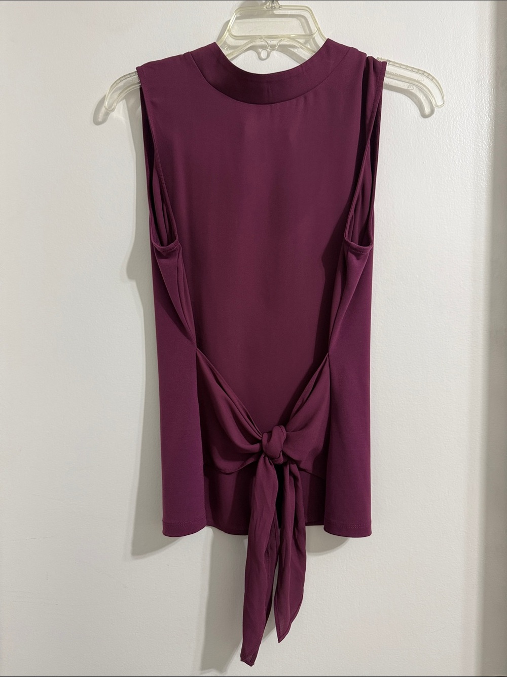Ann Taylor Sleeveless Tie-Back Blouse in Plum